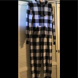 Plaid black and white pajamas